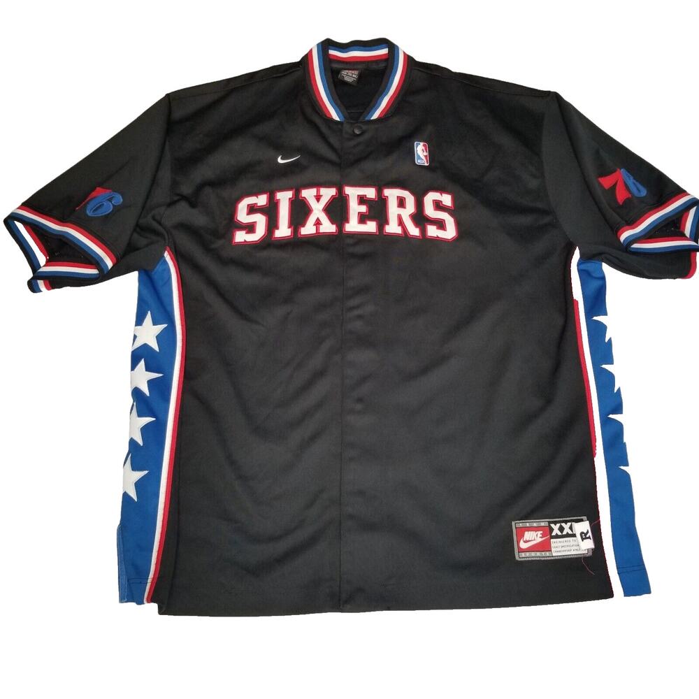 PHILADELPHIA 76ers Nike Rewind 1977 Black NBA Team Throwback Shooting Shirt XXL
